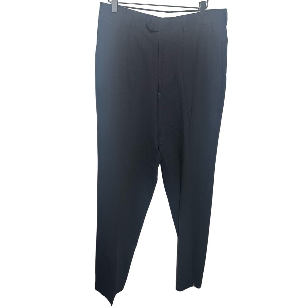 Pronto Uomo Men's Black Wool Flat Front Pockets Straight Leg Dress Pants Size 33